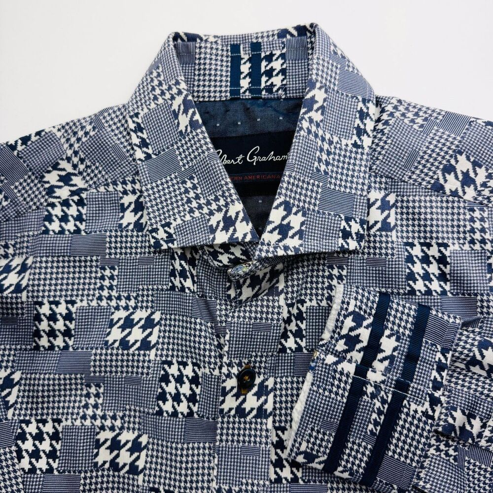 Robert Graham Tailored Fit Patchwork Houndstooth Shirt Medium